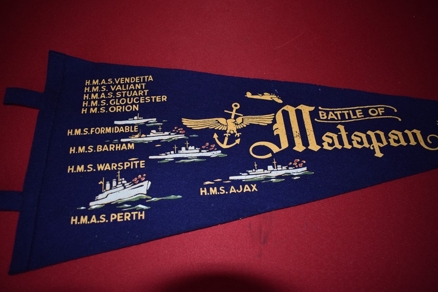 WW2 AUSTRALIAN FELT PENNANT BATTLE OF MATAPANO-SOLD